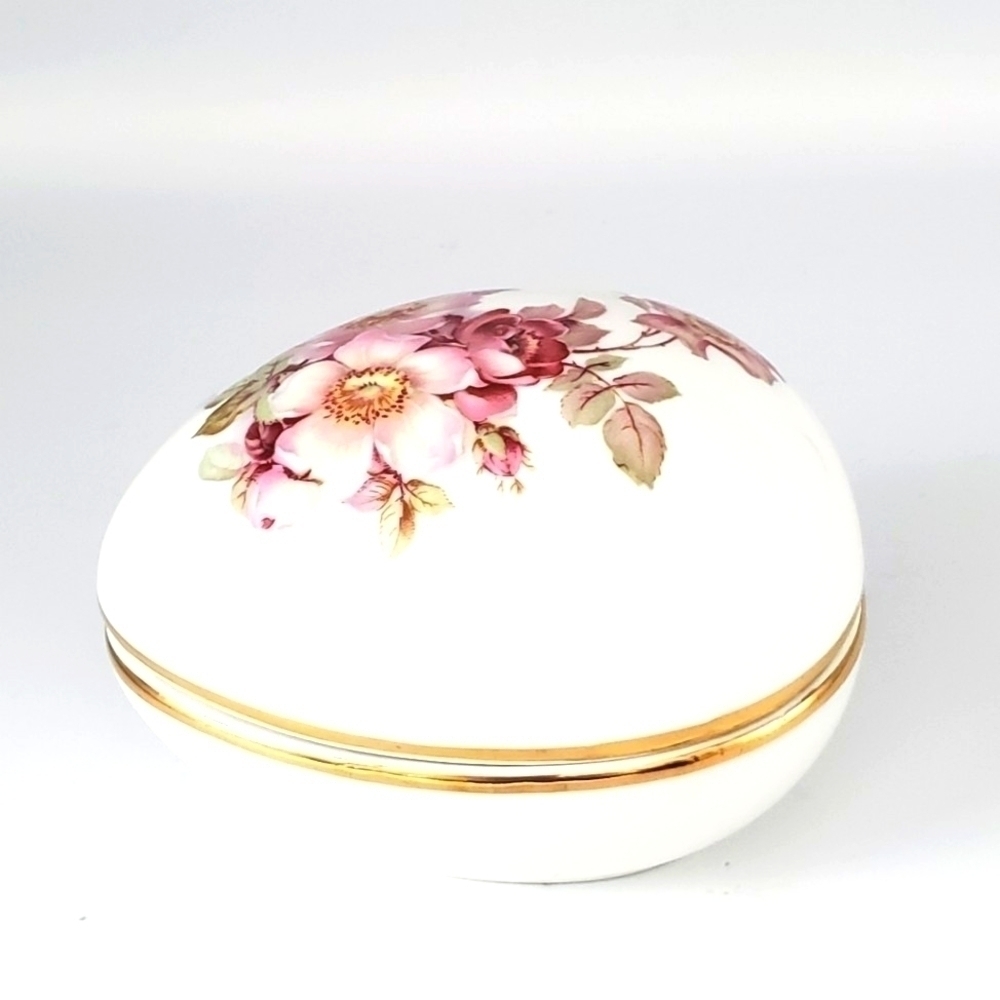 Gerold Porzellan Floral Egg Trinket Box Porcelain Vintage West Germany